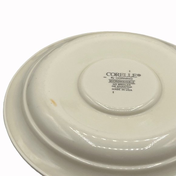 Corelle by Corning Vitrelle Abundance Pyroceram Red Blue Banded Saucers 5 Piece - Picture 10 of 10